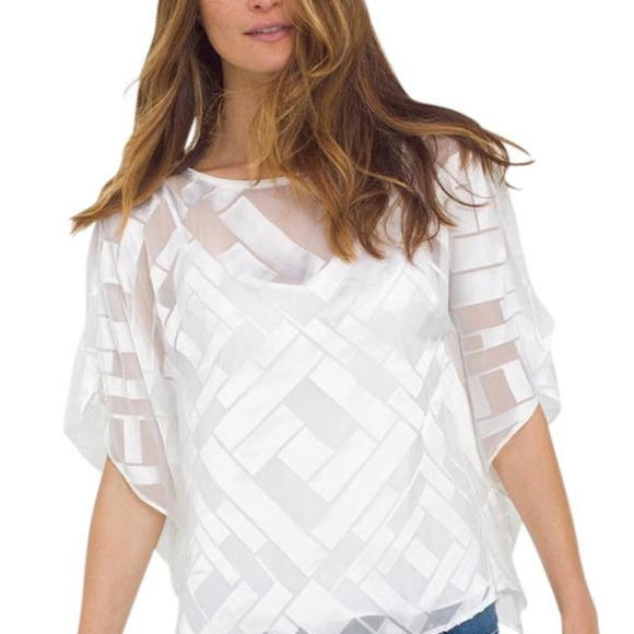 White House Black Market Tops - White House Black Market Sheer Chiffon Kimono Top
